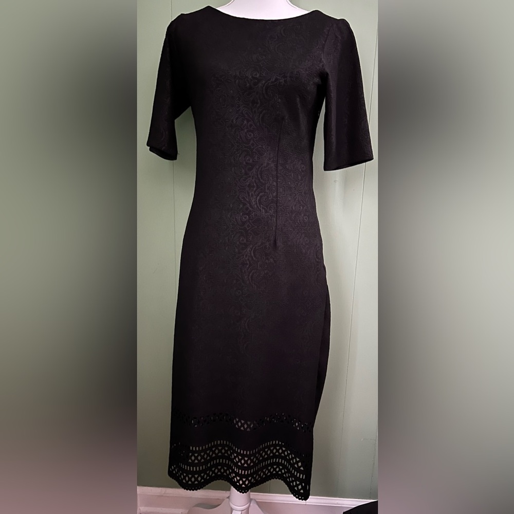 Zink London Chic Black Cutout Bottom Detail Fitted Dress, Size M